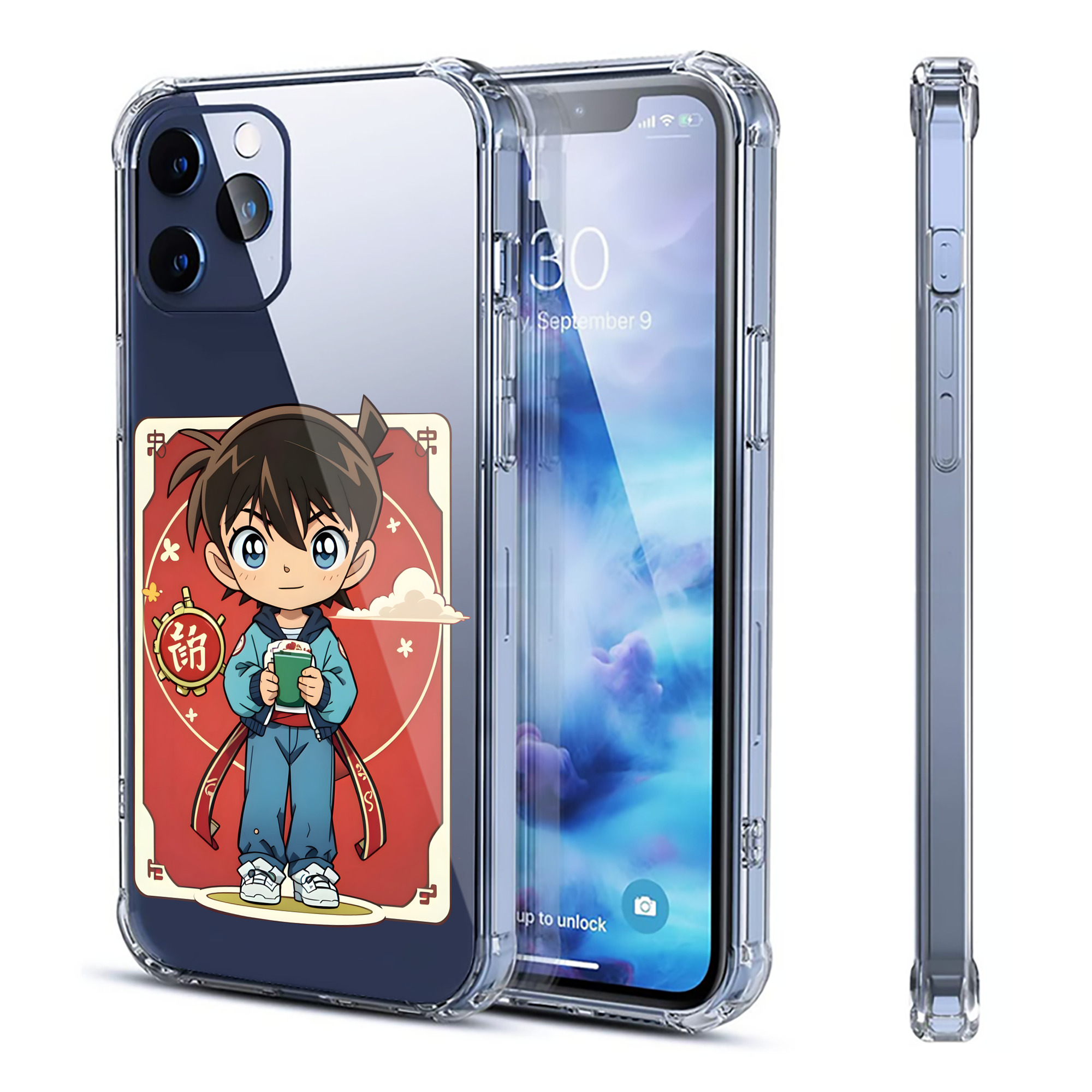 （画像用） 名探偵コナン 江戸川 コナン Detective Conan Conan Edogawa 【iPhone 12シリーズ対応】透明スマホケース（クリアソフトケース）